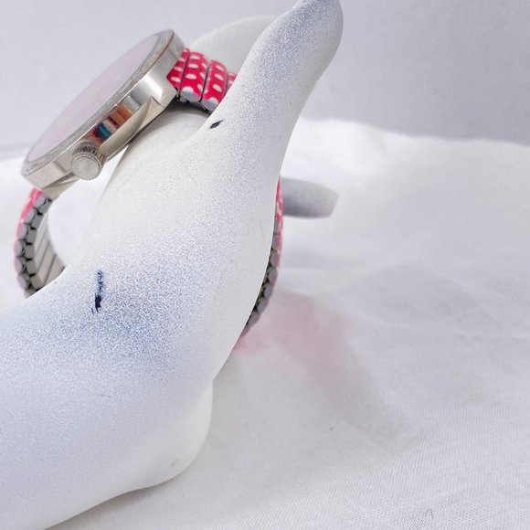 Watch Minnie Mouse Accutime for Disney Pink Dial Pink Polka Dot Enamel Stretch B - Picture 6 of 8